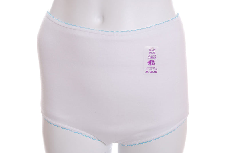 3 Pack Ladies Cotton Coloured Trim Full Brief Size 10 -24