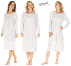 Everyday Floral Long Sleeve Nightdress By La Marquise Size Small - 2XL