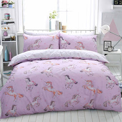 Unicorn Design Pink Reversible Duvet Cover Set