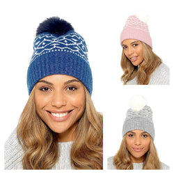 Ladies Bobble Hat With Bead Detail