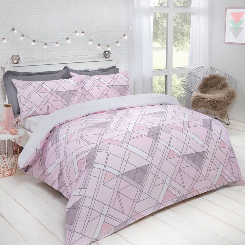 Abstract Lines Design Blush Pink Duvet Set