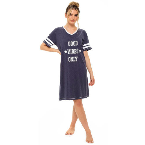 Ladies Jersey Good Vibes Varsity Nightie Size 8 - 22