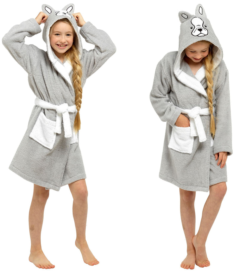 Girls French Bunny Novelty Hooded Towelling Robe