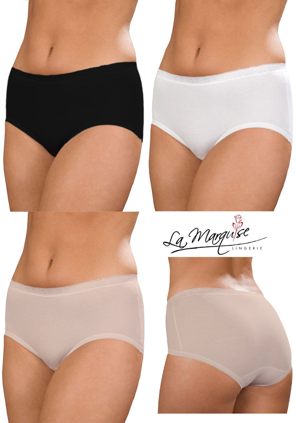 3 Pack La Marquise Ladies Midi Briefs Plain Size 10-18