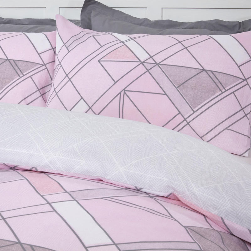 Abstract Lines Design Blush Pink Duvet Set