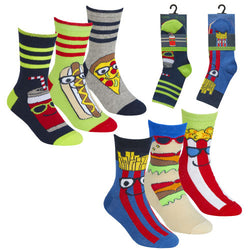 Boys 3 Pack Design Fun Food Socks