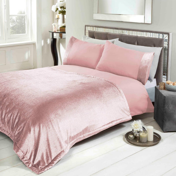 Sienna Glitter Velvet Blush Pink Duvet Set