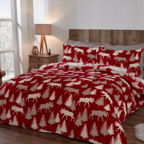 Comfy Fleece Winter Moose Design Duvet Cover Set