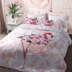 Flamingo Floral Reversible Duvet Set