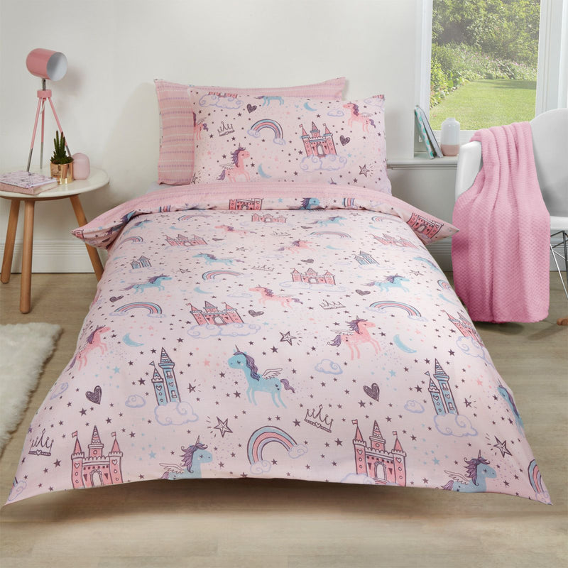 Unicorn Kingdom Reversible Pink Duvet Set