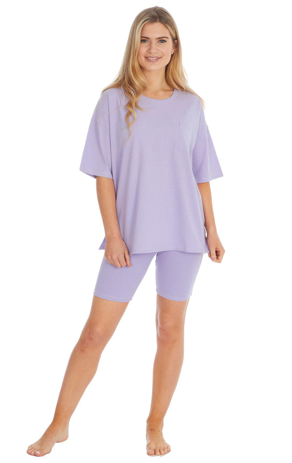 Ladies Lilac Oversize T-Shirt & Short Set by Forever Dreaming Size Small - XL