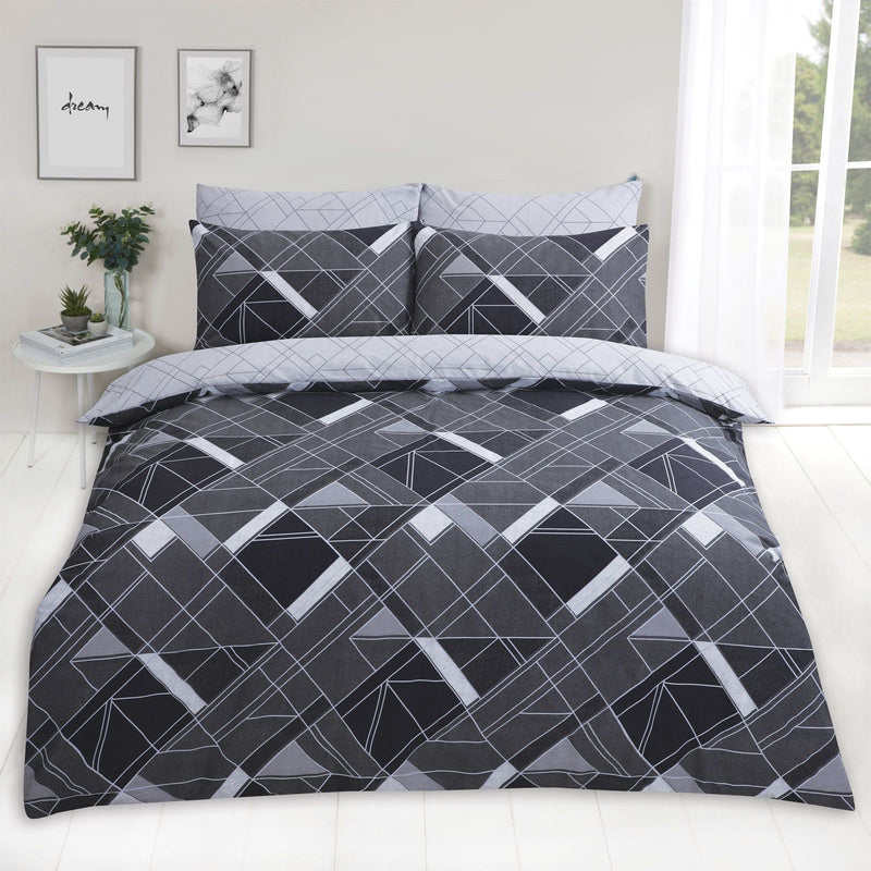 Abstract Lines Design Black Duvet Set