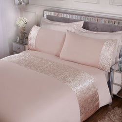 Foil Printed Velvet Cuff Champagne Duvet Cover Set