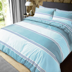 Banded Stripe Teal Reversible Duvet Set