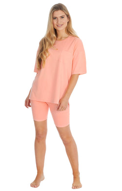 Ladies Peach Oversize T-Shirt & Short Set by Forever Dreaming Size Small - XL