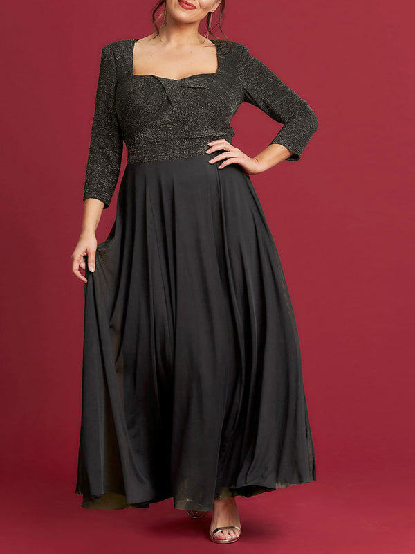 Black Lurex Sweetheart Maxi Dress Gown Plus Size 14- 32