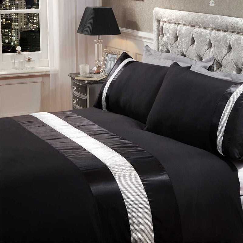 Sienna Diamante Sparkle Black Duvet Set