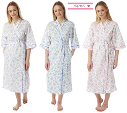 Ladies Poly Cotton Floral Sprig Gowns Robes Wraps by Marlon Size 10-30 Plus Size