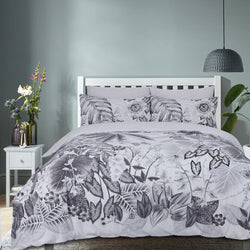 Botanical Tropical Design Grey Duvet Cover Set