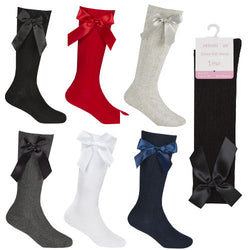 3 Pairs Girls Bow Cable Knee High Socks