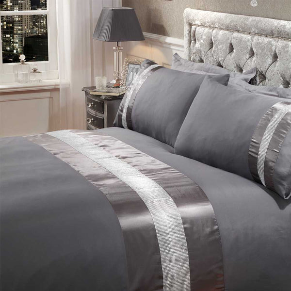 Sienna Diamante Sparkle Dark Grey Duvet Set