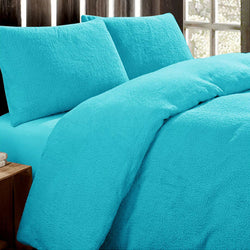 Super Soft Teddy Fleece Teal Duvet Set