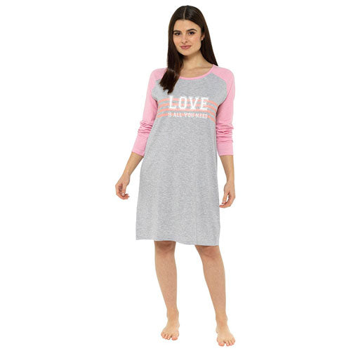 Ladies Love Long Printed  Long Sleeve Nightie