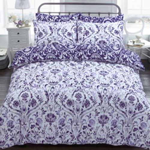 Damask Purple Print Duvet Cover Set