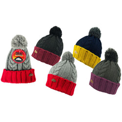 Mens Heat Machine Pom Pom Hat With Contrast Turnup