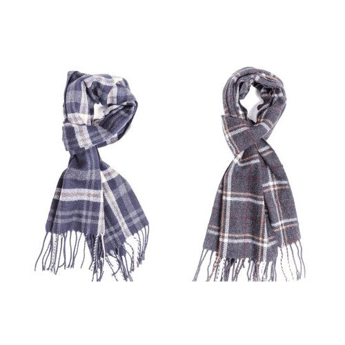 Mens Navy/Grey Check Scarf