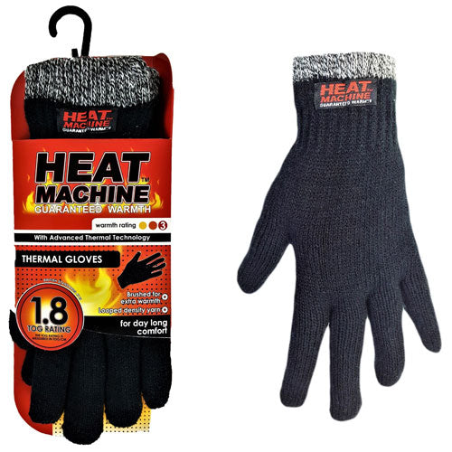 Mens Heat Machine Thermal Gloves Black