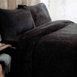 Super Soft Teddy Fleece Black Duvet Set