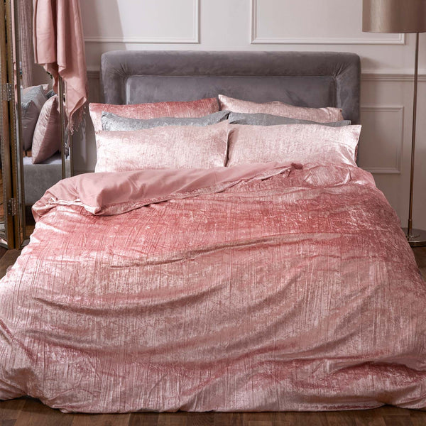 Sienna Valencia Crushed Velvet Blush Pink Duvet Set