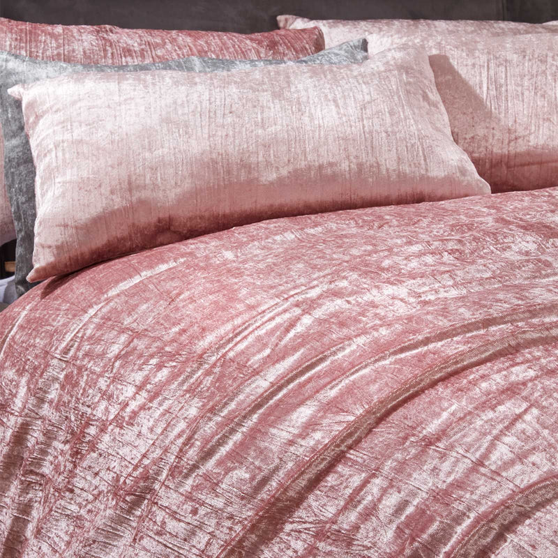 Sienna Valencia Crushed Velvet Blush Pink Duvet Set