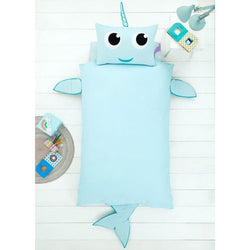 Children's Creative Novelty Narwhal Shaped Reversible Single Duvet Set