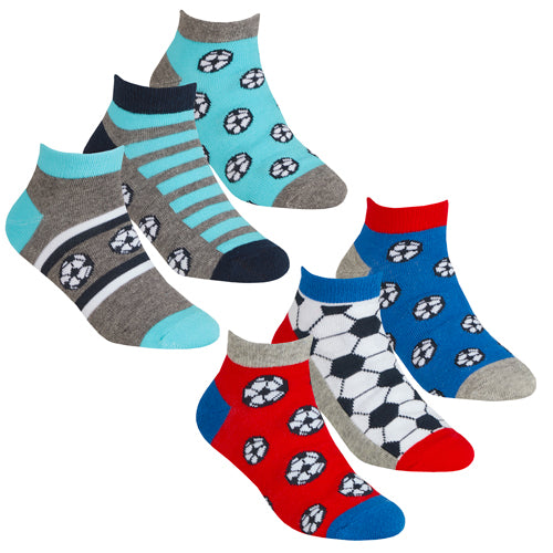 Boys 3 Pack Trainer Liner Socks Football Design