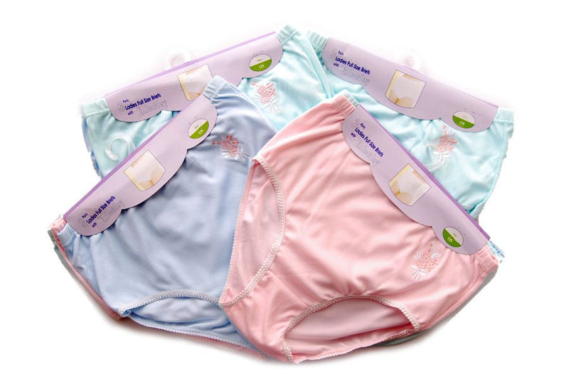 3 Pack Ladies Tunnel Elastic Full Briefs with Embroidery