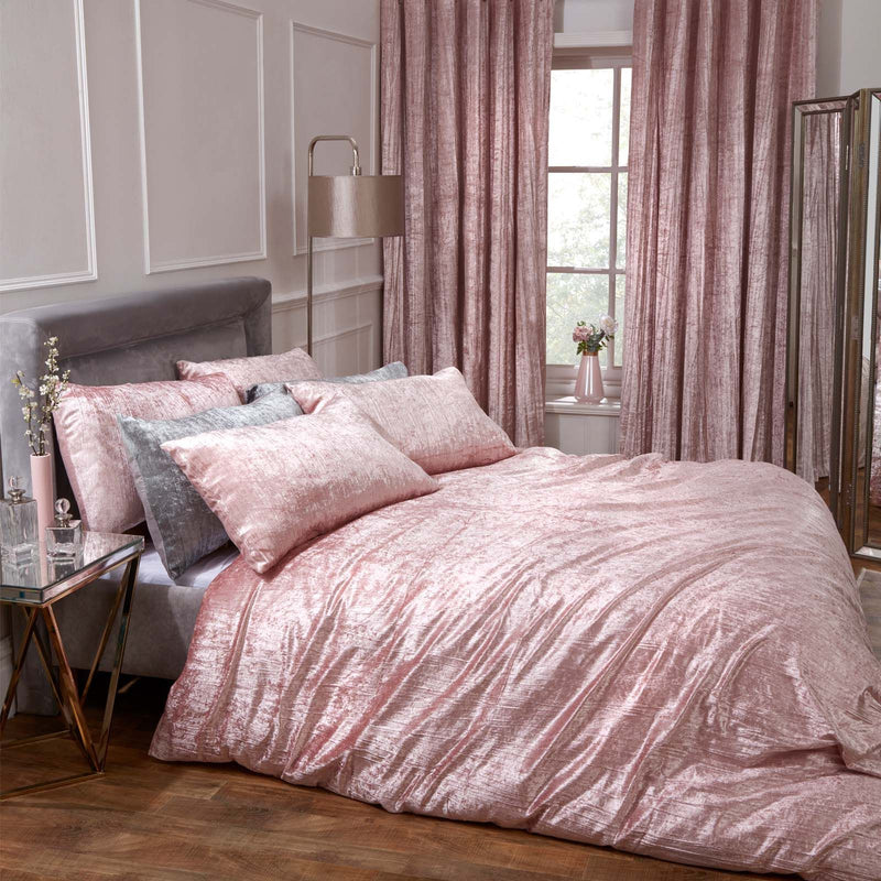 Sienna Valencia Crushed Velvet Blush Pink Duvet Set