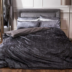 Sienna Valencia Crushed Velvet Charcoal Duvet Set