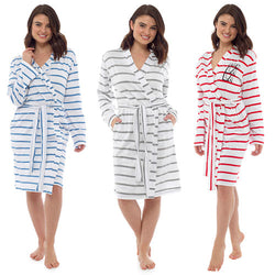 Ladies Soft Stripe Dressing Gown Size 8-22