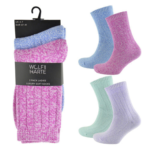 2 Pairs  Soft Feel Socks Size 4-7