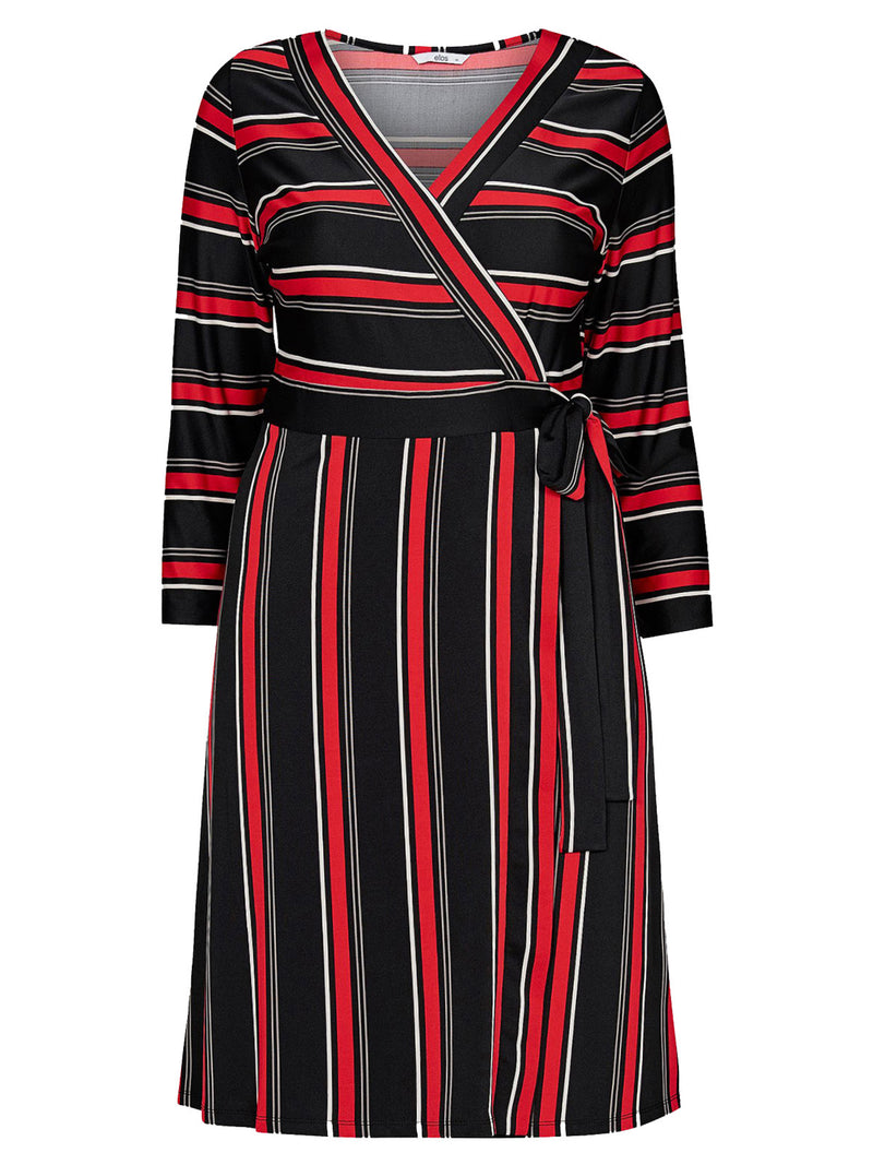 Macy Striped Wrap Dress Plus Size 18 - 28