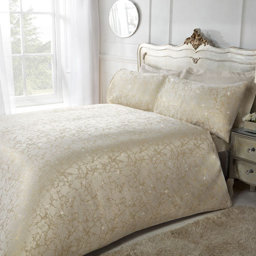 Lurex Jacquard Marble Gold Duvet Cover Set