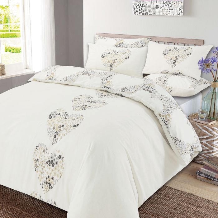 Gorgeous Lizzie Heart Shaped Floral Print Single, Double, King & Super King Duvet Set