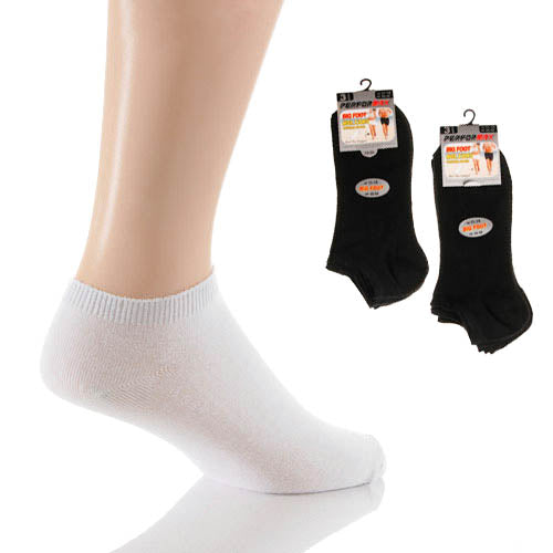 2 Pairs Mens Trainer Socks Big Foot Black Size 11-14