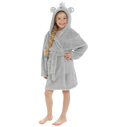 Girls Novelty Bear Fleece Hooded Robe