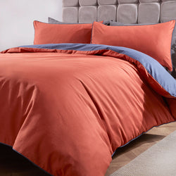 Quality Rust Reversible Print Blue Duvet Cover Set