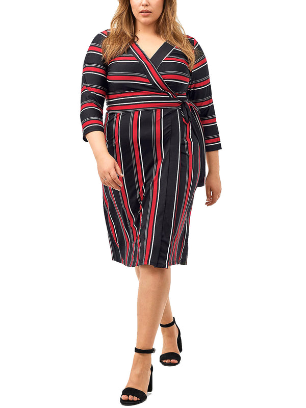 Macy Striped Wrap Dress Plus Size 18 - 28