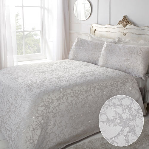 Lurex Jacquard Marble Silver Duvet Cover Set