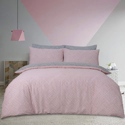 Square Dots Geo Print Design Pink Duvet Cover Set